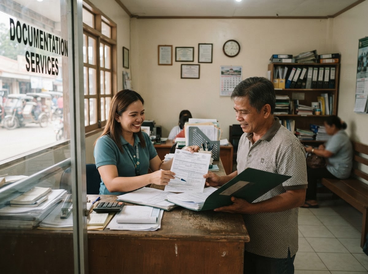 AAB staff member reviewing a form with a customer at the office counter
